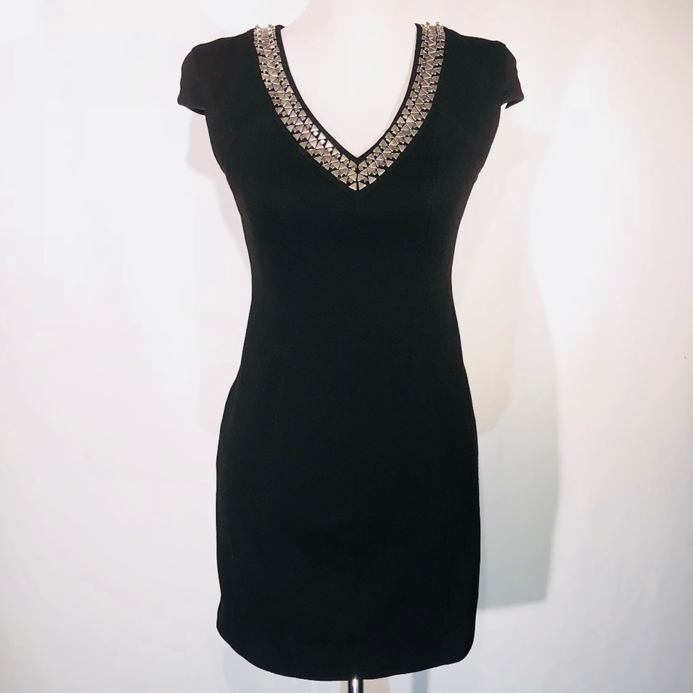 BCBGeneration Black Mini Dress w/ Metallic Detail